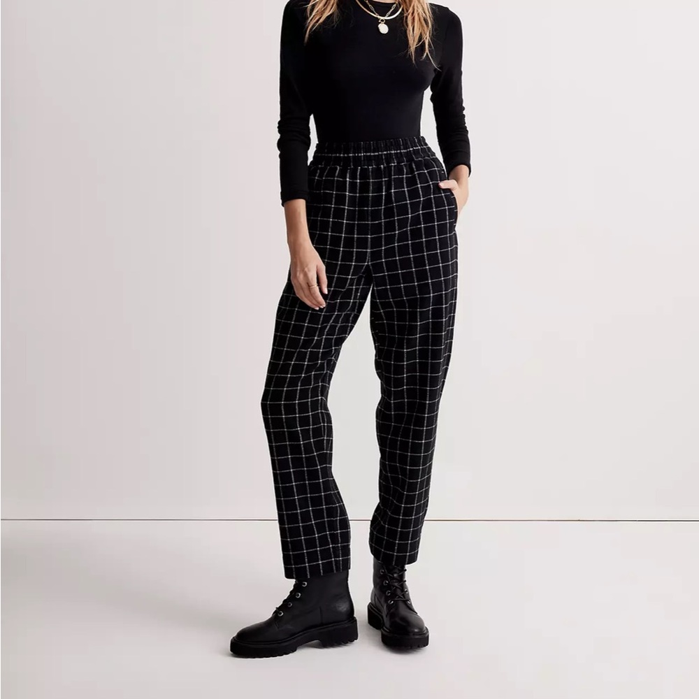 Madewell Huston Pull-On Tapered Pants in Plaid Size Medium NWT